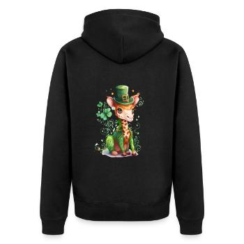 St Paddy's St Patricksday St Patrick Day - Unisex Premium Organic Zip Hoodie - black - Back - Nico (187cm)