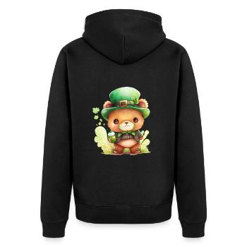 St Paddy's St Patricksday St Patrick Day - Unisex Premium Organic Zip Hoodie - black - Back - Nico (187cm)