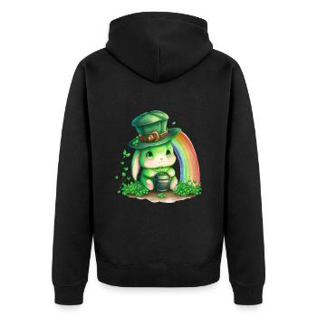 St Paddy's St Patricksday St Patrick Day - Unisex Premium Organic Zip Hoodie - black - Back - Nico (187cm)