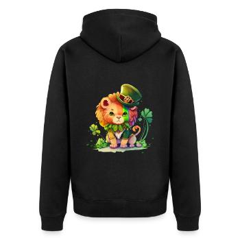 St Paddy's St Patricksday St Patrick Day - Unisex Premium Organic Zip Hoodie - black - Back - Nico (187cm)