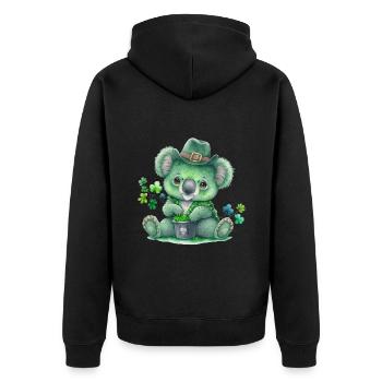 St Paddy's St Patricksday St Patrick Day - Unisex Premium Organic Zip Hoodie - black - Back - Nico (187cm)
