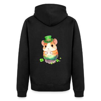 St Paddy's St Patricksday St Patrick Day - Unisex Premium Organic Zip Hoodie - black - Back - Nico (187cm)