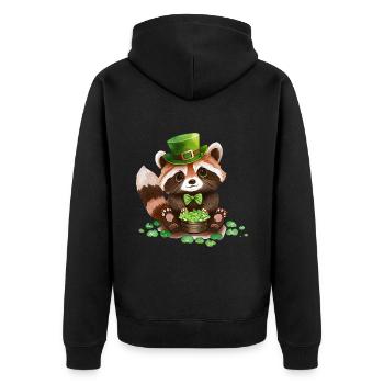 St Paddy's St Patricksday St Patrick Day - Unisex Premium Organic Zip Hoodie - black - Back - Nico (187cm)