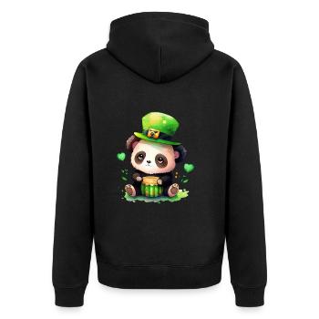 St Paddy's St Patricksday St Patrick Day - Unisex Premium Organic Zip Hoodie - black - Back - Nico (187cm)