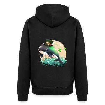 St Paddy's St Patricksday St Patrick Day - Unisex Premium Organic Zip Hoodie - black - Back - Nico (187cm)