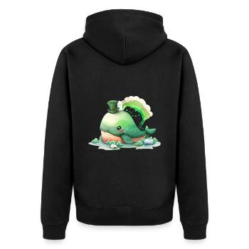 St Paddy's St Patricksday St Patrick Day - Unisex Premium Organic Zip Hoodie - black - Back - Nico (187cm)