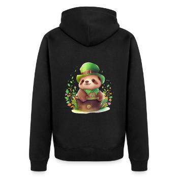 St Paddy's St Patricksday St Patrick Day - Unisex Premium Organic Zip Hoodie - black - Back - Nico (187cm)