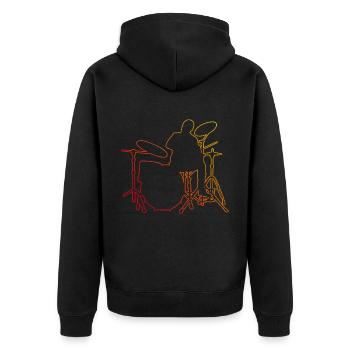 Tambour Homme Percussionniste Batterie - Veste à capuche bio Premium Unisexe - noir - Dos - Nico (187cm)