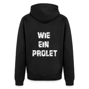 Prolet: Edles Schlager-Design für Trendsetter - Unisex Premium Bio Zip Hoodie - Schwarz - Hinten - Nico (187cm)