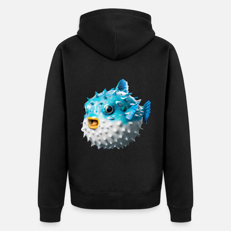 Poisson-globe gonflé - Veste à capuche bio Premium Unisexe - noir