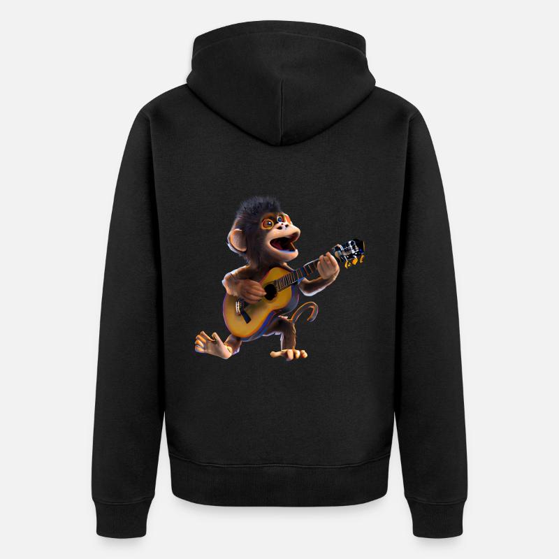 Guitariste Monkey - Veste à capuche bio Premium Unisexe - noir