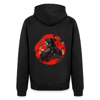 Samurai Japan Kultur - Unisex Premium Bio Zip Hoodie - Schwarz - Hinten - Nico (187cm)