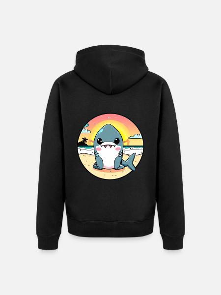 Relaxed shark on the beach - Unisex Premium Organic Zip Hoodie - black