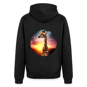 Young giraffe in sunset - Unisex Premium Organic Zip Hoodie - black - Back - Nico (187cm)