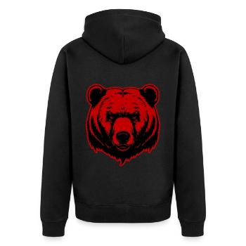Bär Grizzly Kopf - Unisex Premium Bio Zip Hoodie - Schwarz - Hinten - Nico (187cm)