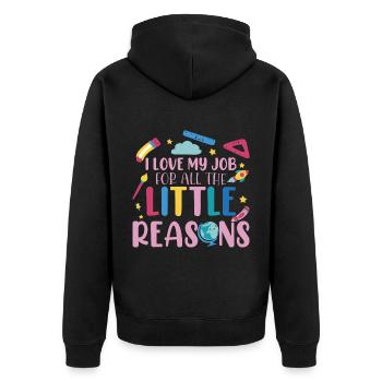 I Love My Job For All The Little Reasons - Unisex Premium Organic Zip Hoodie - black - Back - Nico (187cm)
