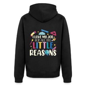 I Love My Job For All The Little Reasons - Unisex Premium Organic Zip Hoodie - black - Back - Nico (187cm)