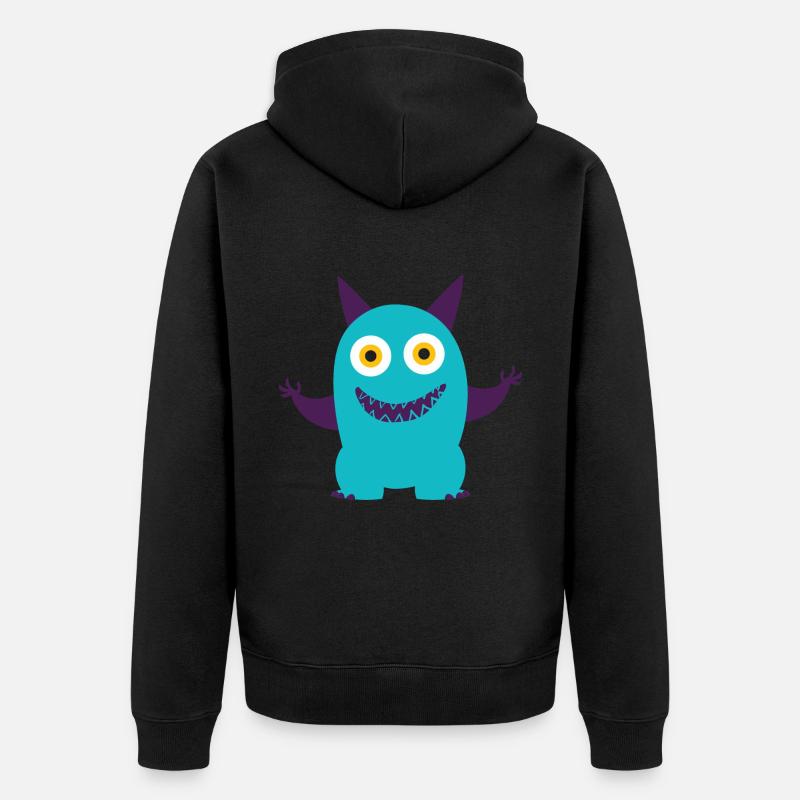 dancing blue monster - Unisex Premium Bio Zip Hoodie - Schwarz