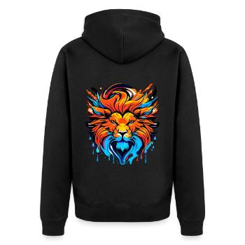 Tête de lion à crinière, colorée - Veste à capuche bio Premium Unisexe - noir - Dos - Nico (187cm)