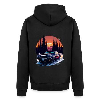Klassischer Sportwagen - Unisex Premium Bio Zip Hoodie - Schwarz - Hinten - Nico (187cm)