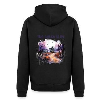 Halloween Pumpkin Horror - Unisex Premium Organic Zip Hoodie - black - Back - Nico (187cm)