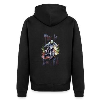 Halloween Pumpkin Horror - Unisex Premium Organic Zip Hoodie - black - Back - Nico (187cm)