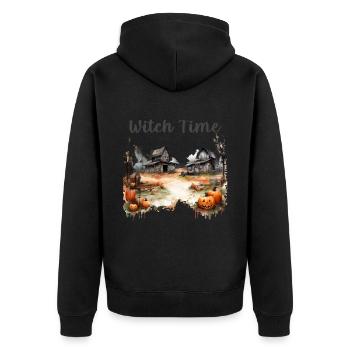 Halloween Pumpkin Horror - Unisex Premium Organic Zip Hoodie - black - Back - Nico (187cm)