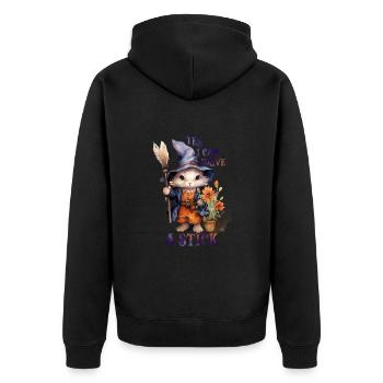 Halloween Pumpkin Horror - Unisex Premium Organic Zip Hoodie - black - Back - Nico (187cm)