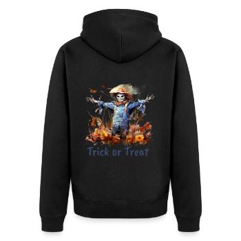 Halloween Pumpkin Horror - Unisex Premium Organic Zip Hoodie - black - Back - Nico (187cm)