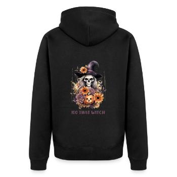 Halloween Pumpkin Horror - Unisex Premium Organic Zip Hoodie - black - Back - Nico (187cm)
