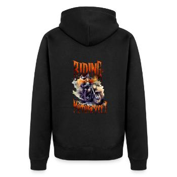 Halloween Pumpkin Horror - Unisex Premium Organic Zip Hoodie - black - Back - Nico (187cm)