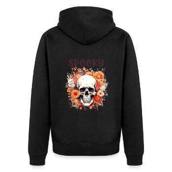 Halloween Pumpkin Horror - Unisex Premium Organic Zip Hoodie - black - Back - Nico (187cm)