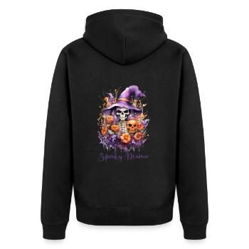 Halloween Pumpkin Horror - Unisex Premium Organic Zip Hoodie - black - Back - Nico (187cm)