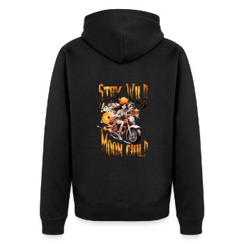 Halloween Pumpkin Horror - Unisex Premium Organic Zip Hoodie - black - Back - Nico (187cm)