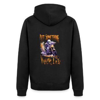 Halloween Pumpkin Horror - Unisex Premium Organic Zip Hoodie - black - Back - Nico (187cm)