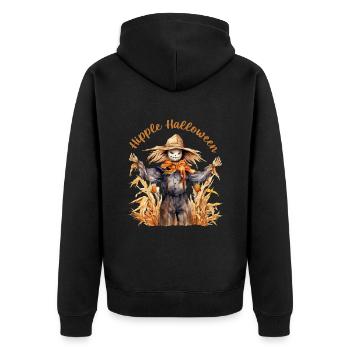Halloween Pumpkin Horror - Unisex Premium Organic Zip Hoodie - black - Back - Nico (187cm)