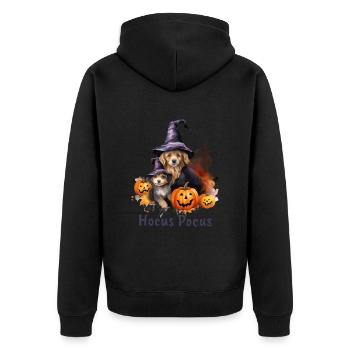 Halloween Pumpkin Horror - Unisex Premium Organic Zip Hoodie - black - Back - Nico (187cm)