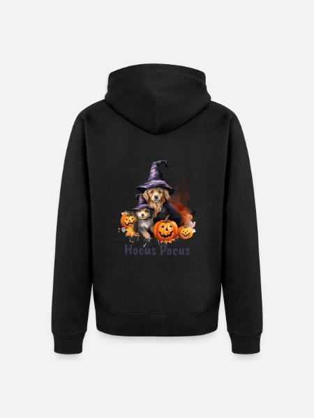 Halloween Pumpkin Horror - Unisex Premium Organic Zip Hoodie - black