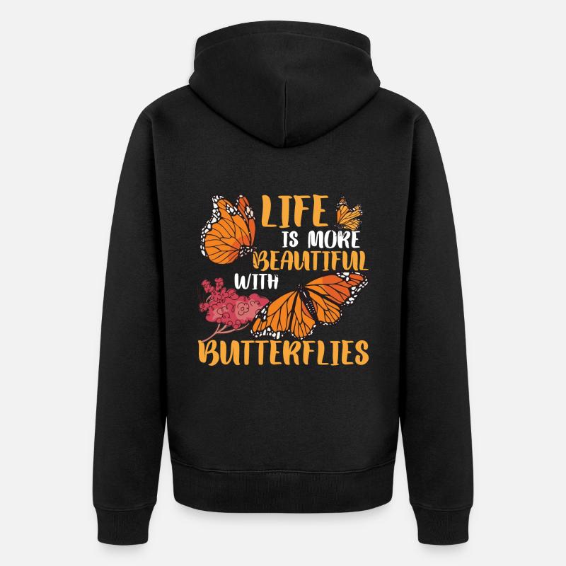 Papillon Citation Monarque Papillons - Veste à capuche bio Premium Unisexe - noir