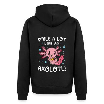 Sourire un peu comme un animal aquatique axolotl - Veste à capuche bio Premium Unisexe - noir - Dos - Nico (187cm)