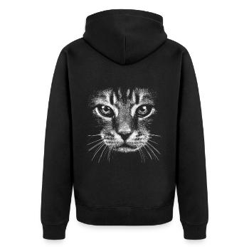 Cat / potrait / face / head - Unisex Premium Organic Zip Hoodie - black - Back - Nico (187cm)