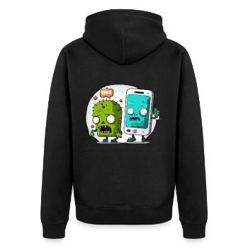 Connected 24/7 - Unisex Premium Organic Zip Hoodie - black - Back - Nico (187cm)