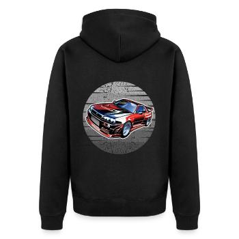 Jdm / Tuning / Turbocharger / Rims / Chiptuning - Unisex Premium Organic Zip Hoodie - black - Back - Nico (187cm)