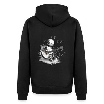 Gitarre spielender Roboter - Unisex Premium Bio Zip Hoodie - Schwarz - Hinten - Nico (187cm)