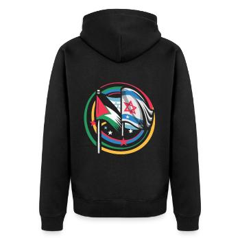 Einheit für den Frieden Flaggen Israels Palästina - Unisex Premium Bio Zip Hoodie - Schwarz - Hinten - Nico (187cm)