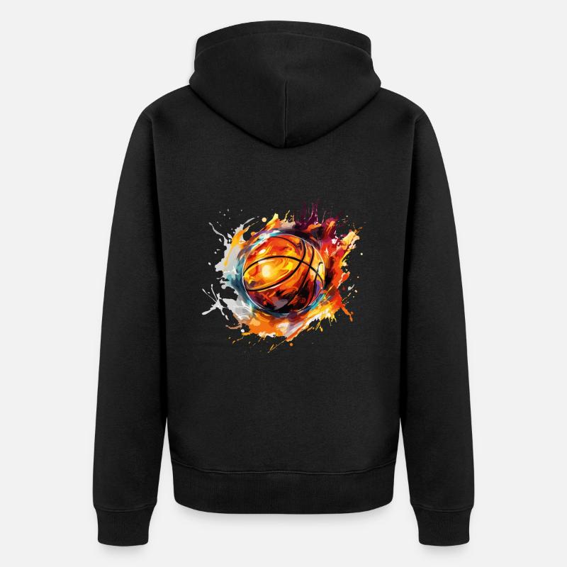 Ballon de basket-ball Splash feu Multi couleurs couleurs Art - Veste à capuche bio Premium Unisexe - noir