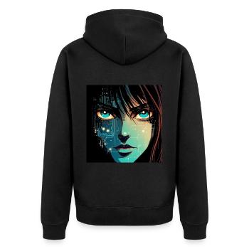 Anime Digital - Unisex Premium Bio Zip Hoodie - Schwarz - Hinten - Nico (187cm)