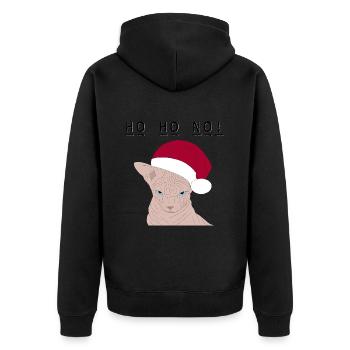 Ho ho nein! - Unisex Premium Bio Zip Hoodie - Schwarz - Hinten - Nico (187cm)