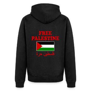Free palestine - Unisex Premium Bio Zip Hoodie - Schwarz - Hinten - Nico (187cm)