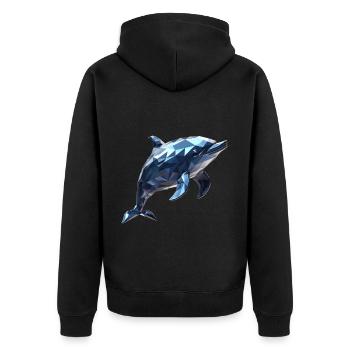 Geometric Style Dolphin - Unisex Premium Organic Zip Hoodie - black - Back - Nico (187cm)